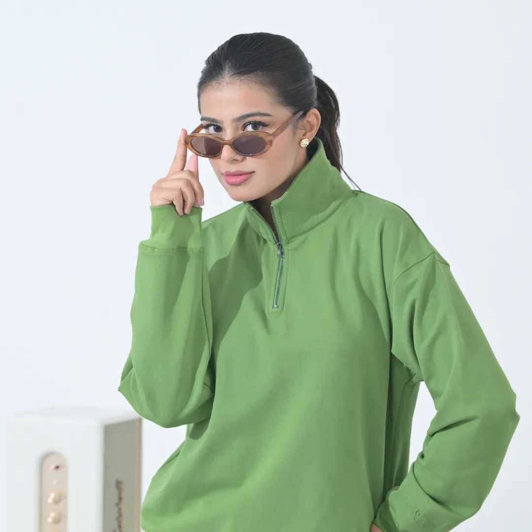 100% Supima Cotton Winter Tide Pullover Parrot Green