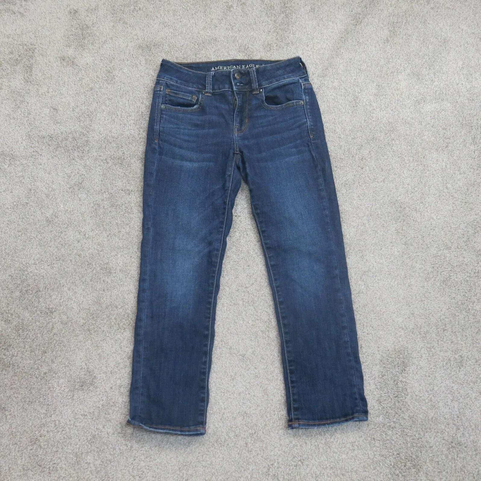 American Eagle Womens Artist Crop Jeans Stretch 100%Cotton High Rise Blue Size 4