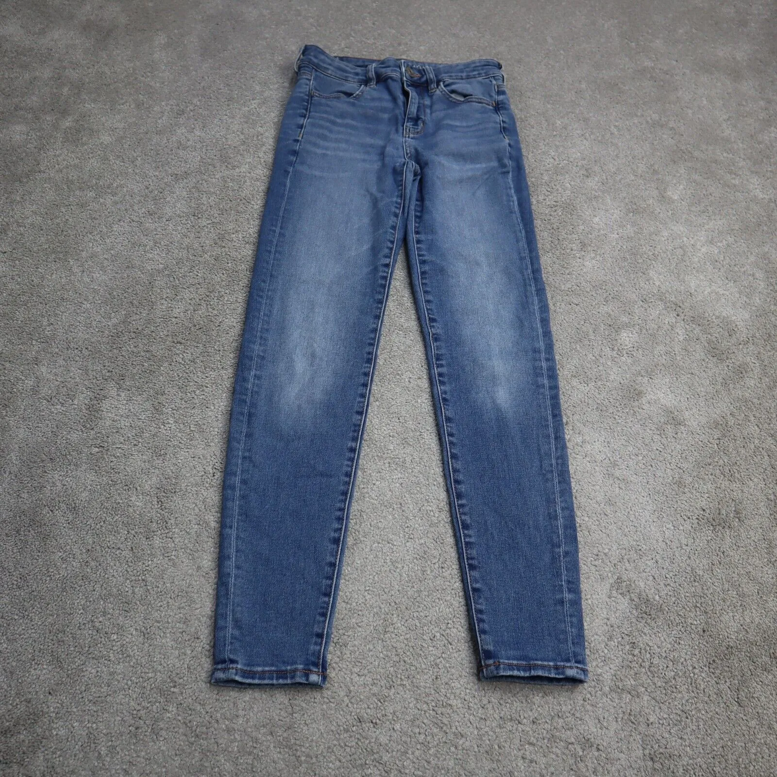 American Eagle Womens Jeans Denim Skinny Leg Mid Rise Stretch Light Blue Size 4