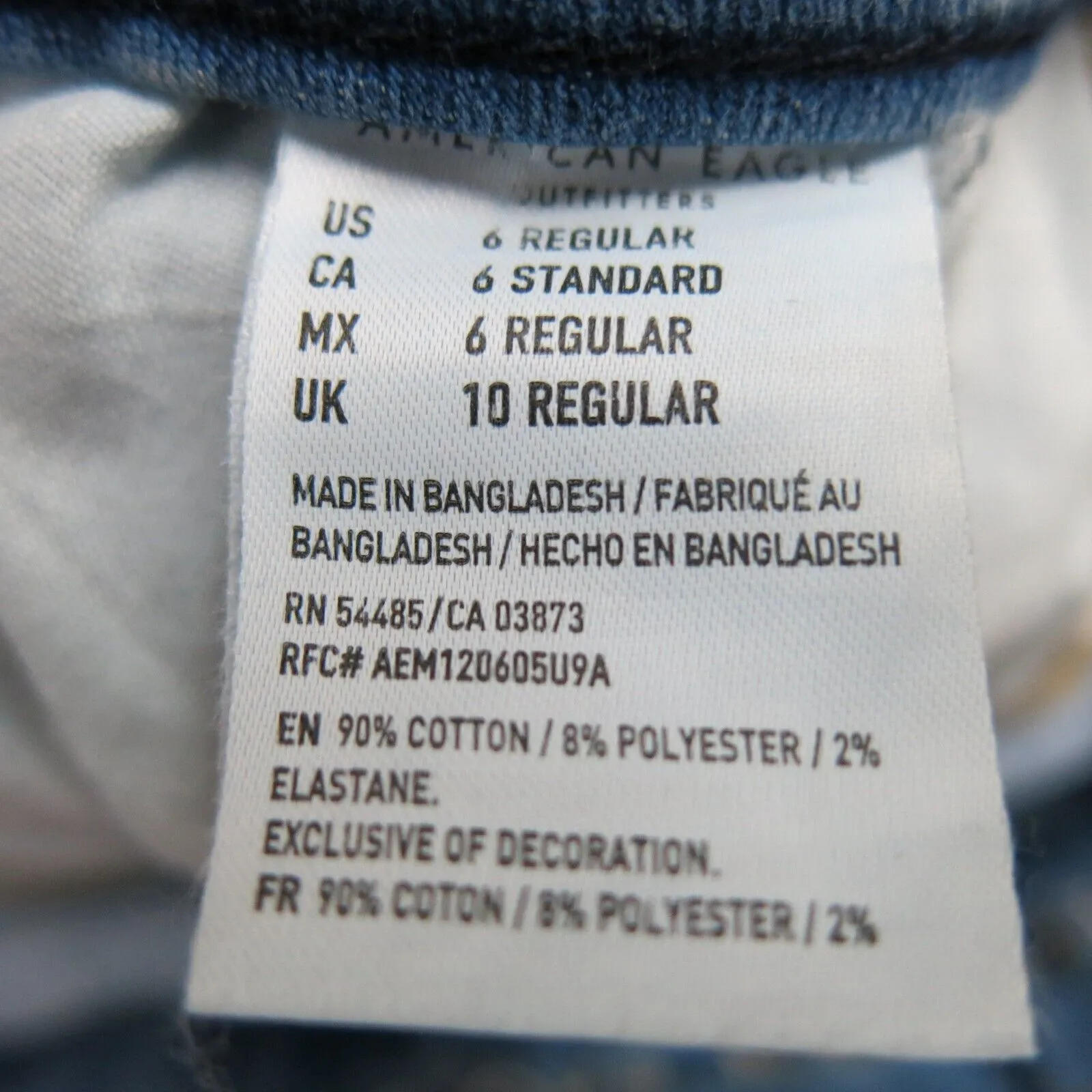 American Eagle Womens Skinny Leg Jeans Distressed High Rise Cotton Blue Size 6