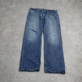 American Eagle Womens Slim Straight Jeans Mid Rise 100% Cotton Blue Size 34/32