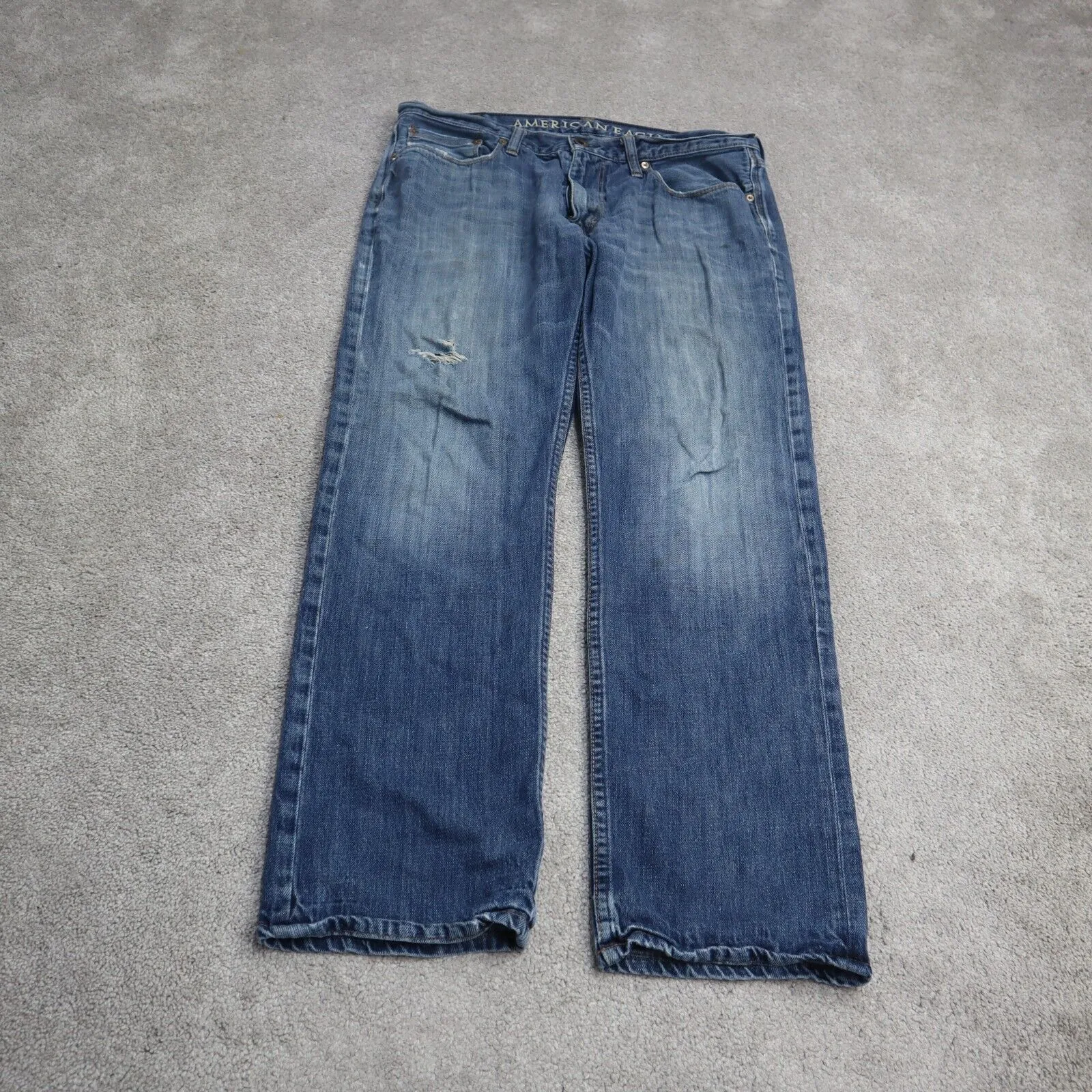 American Eagle Womens Slim Straight Jeans Mid Rise 100% Cotton Blue Size 34/32