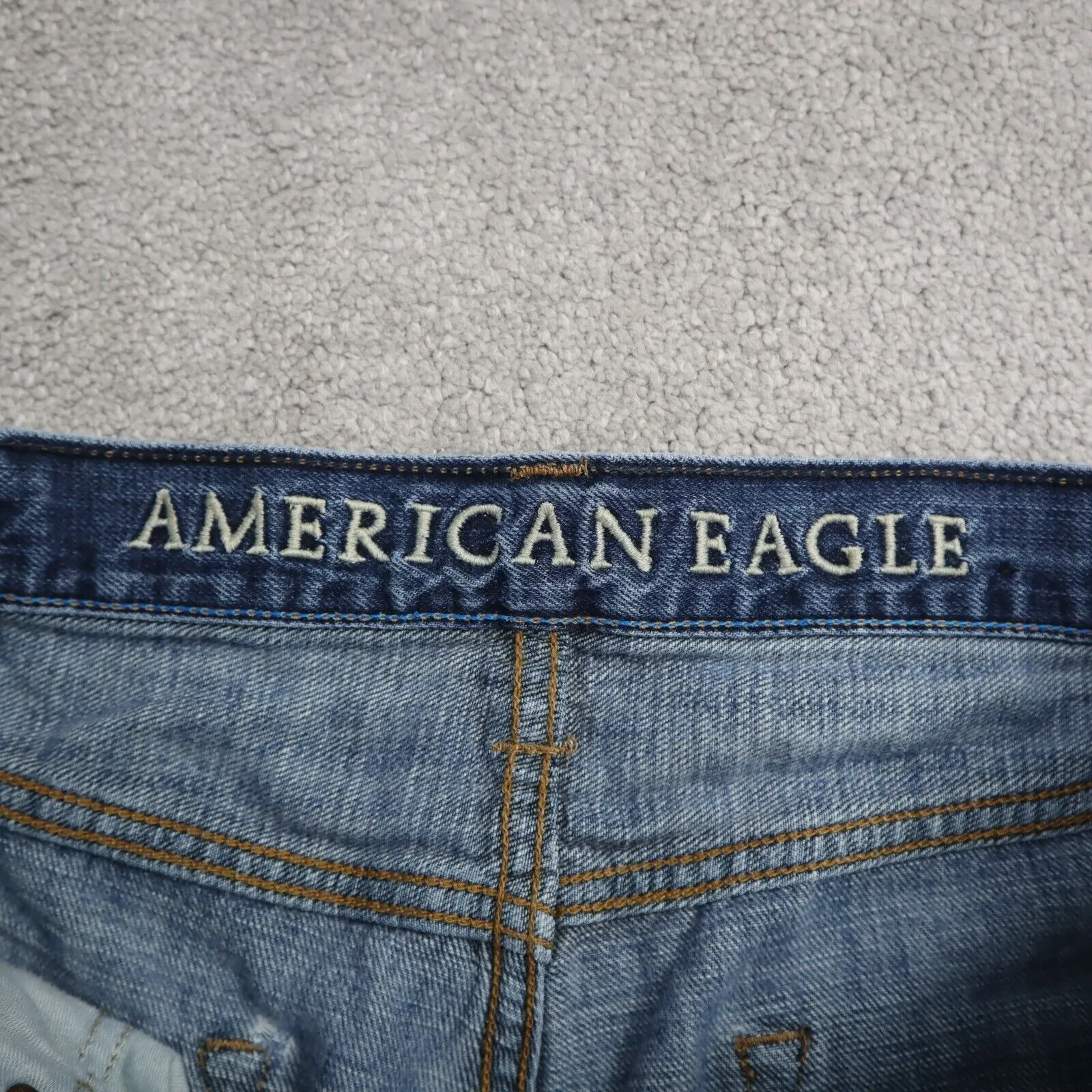 American Eagle Womens Slim Straight Jeans Mid Rise 100% Cotton Blue Size 34/32