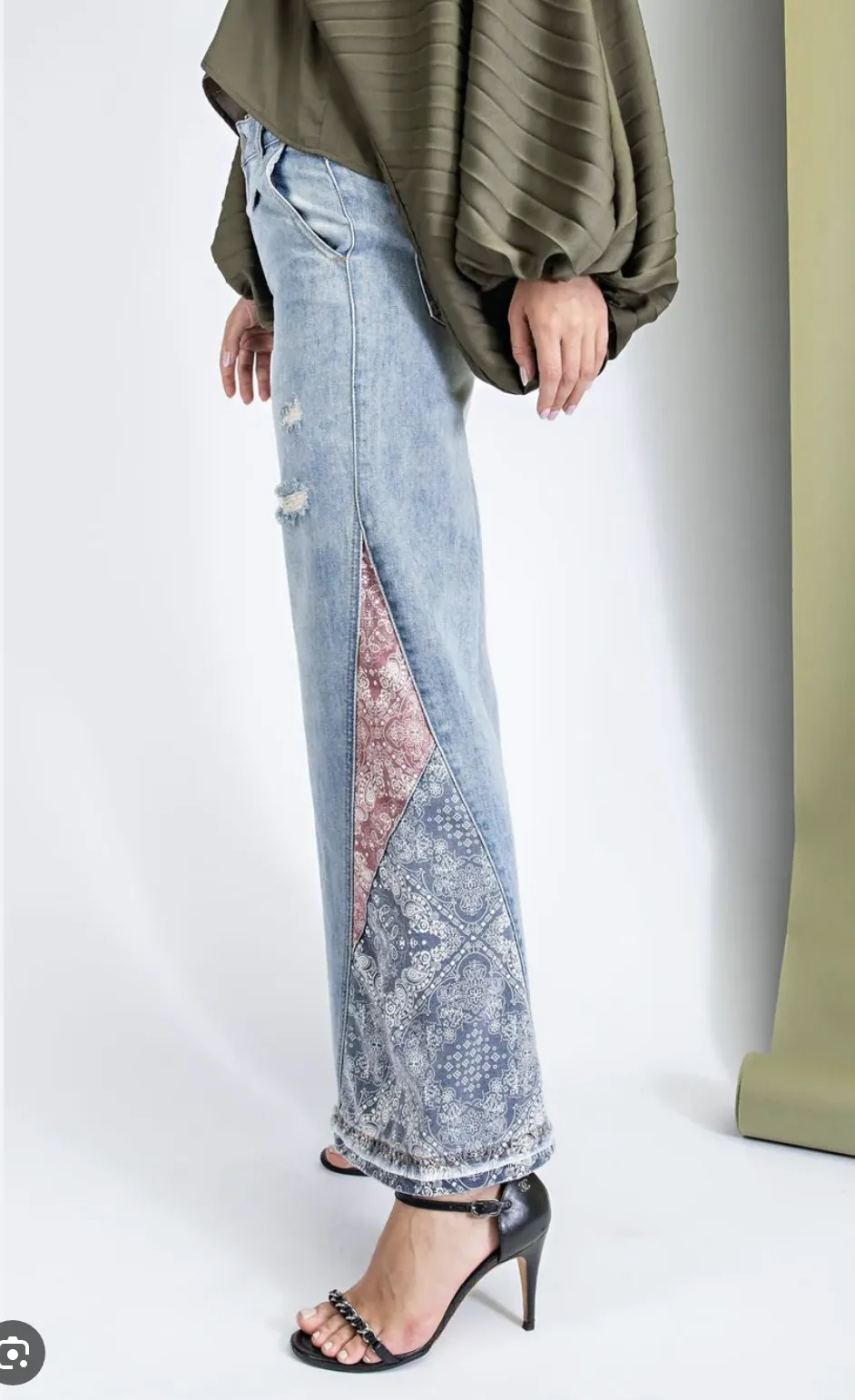 Bell Bottom Patchwork Jeans-FINAL SALE