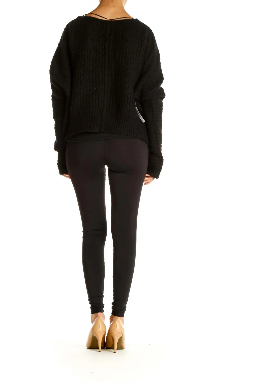 Black Cropped Knit Sweater