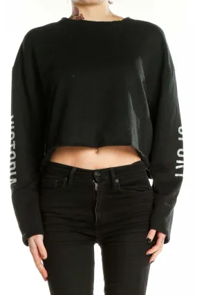 Black Cropped Long Sleeve Top