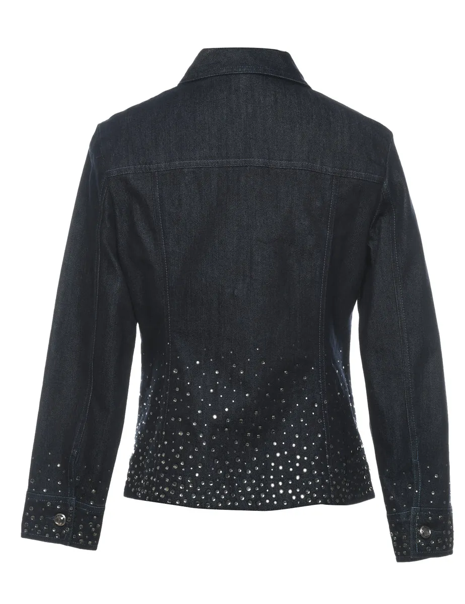 Black Embellished Denim Jacket - M