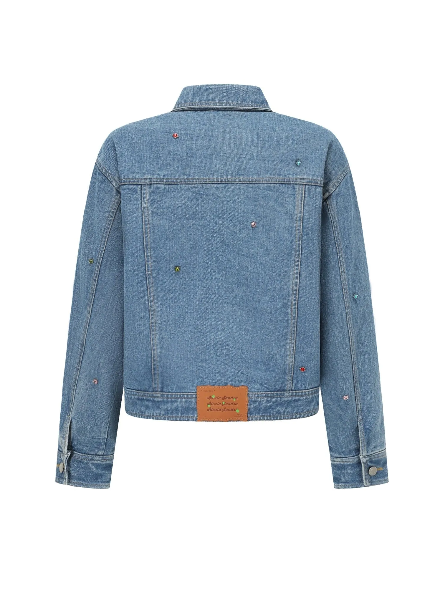 Colored Crystal Denim Jacket in Blue