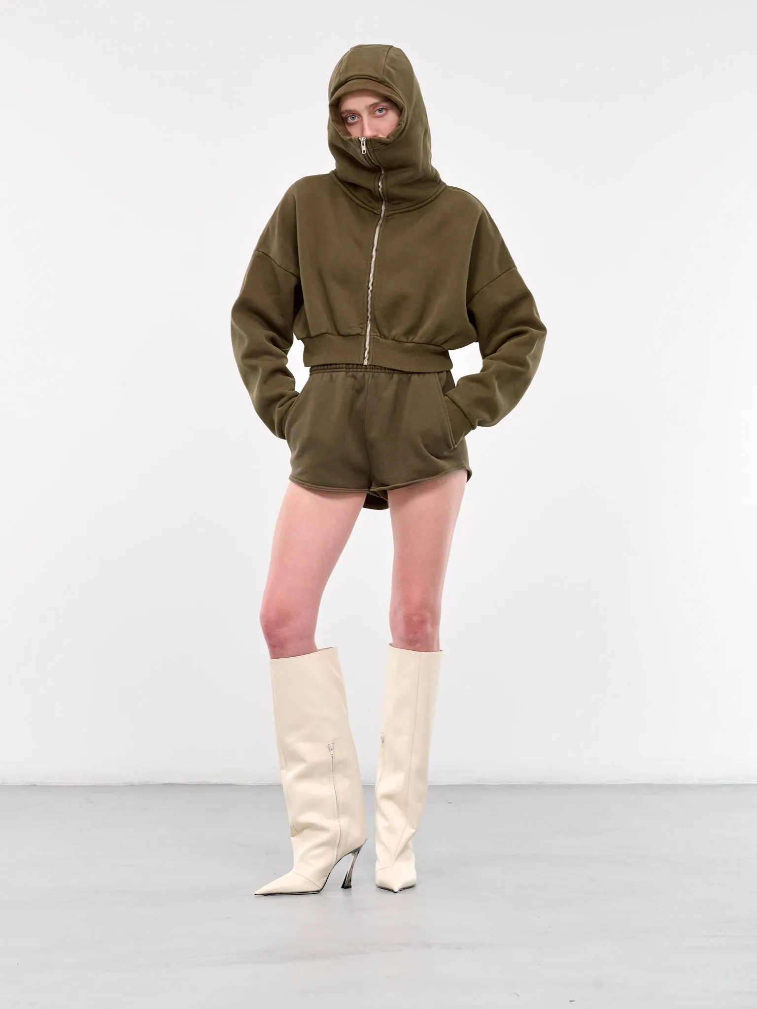 Cropped Zip-Up Hoodie (ES2156BT-BRUNETTE)