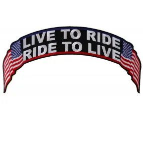 Daniel Smart Live To Ride, Ride To Live US Flag Biker Embroidered Iron On Back Patch, 12 x 2.5 inches