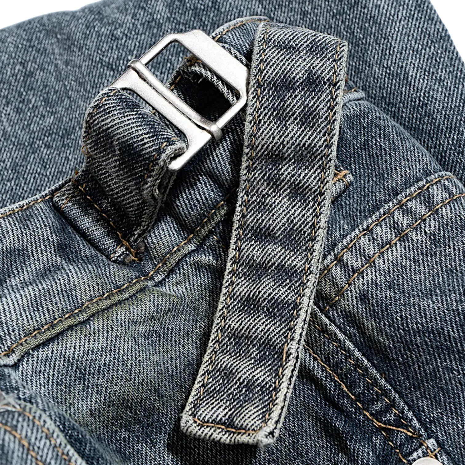 Distressed bootleg carpenter's jean