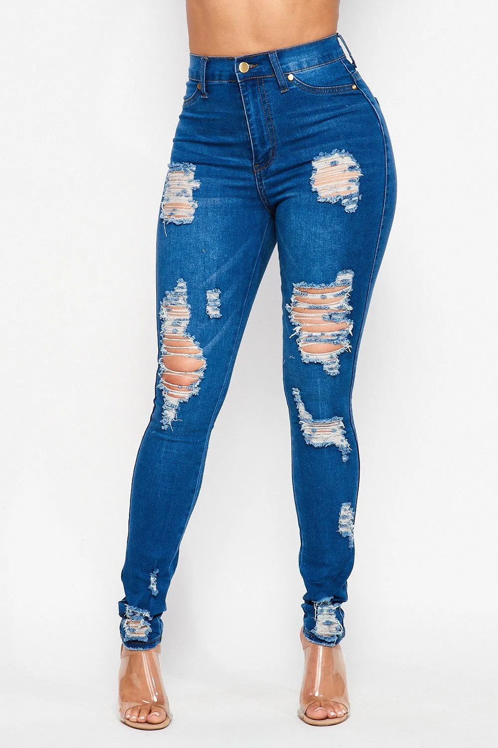 Distressed Front Skinny Jeans