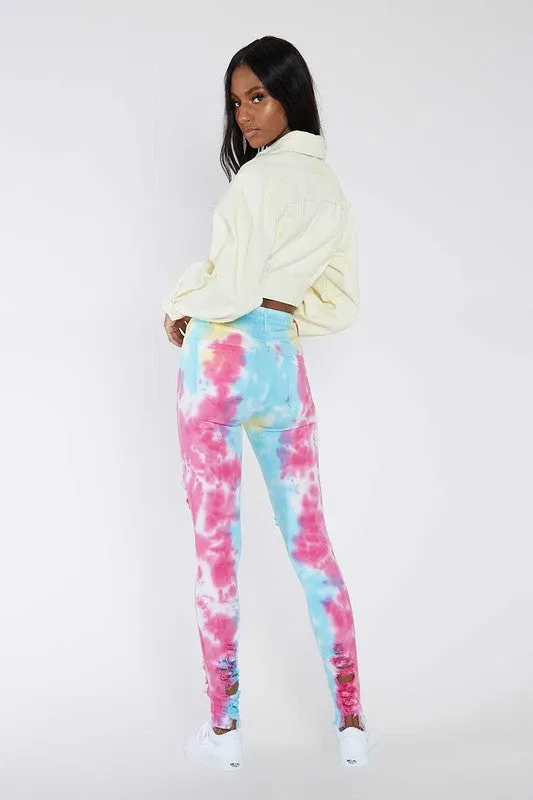 Distressed Multi Tie Die Jeans