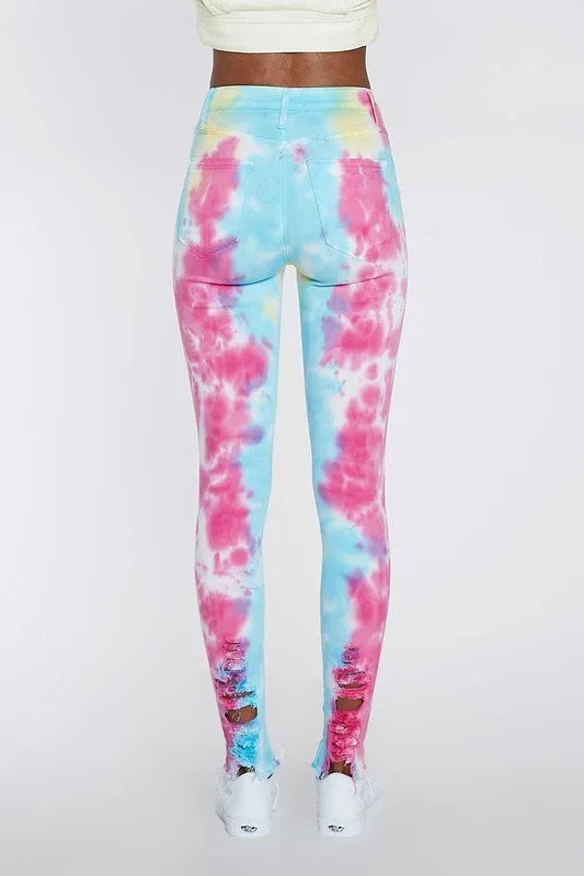 Distressed Multi Tie Die Jeans