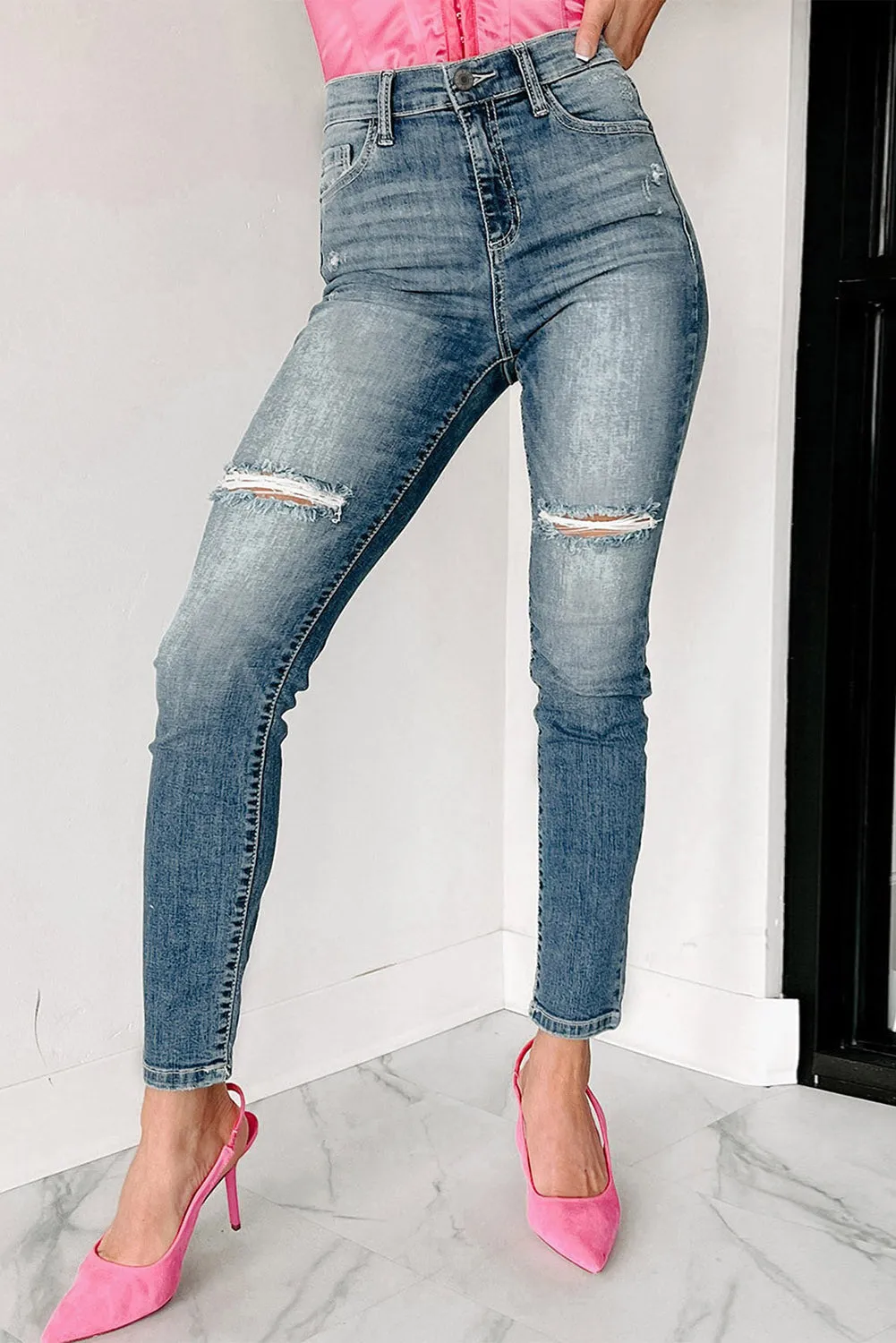 Distressed Ripped Skinny Jeans