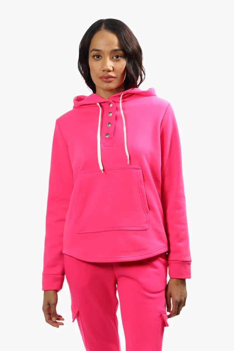 Fahrenheit Fleece Henley Hoodie - Pink