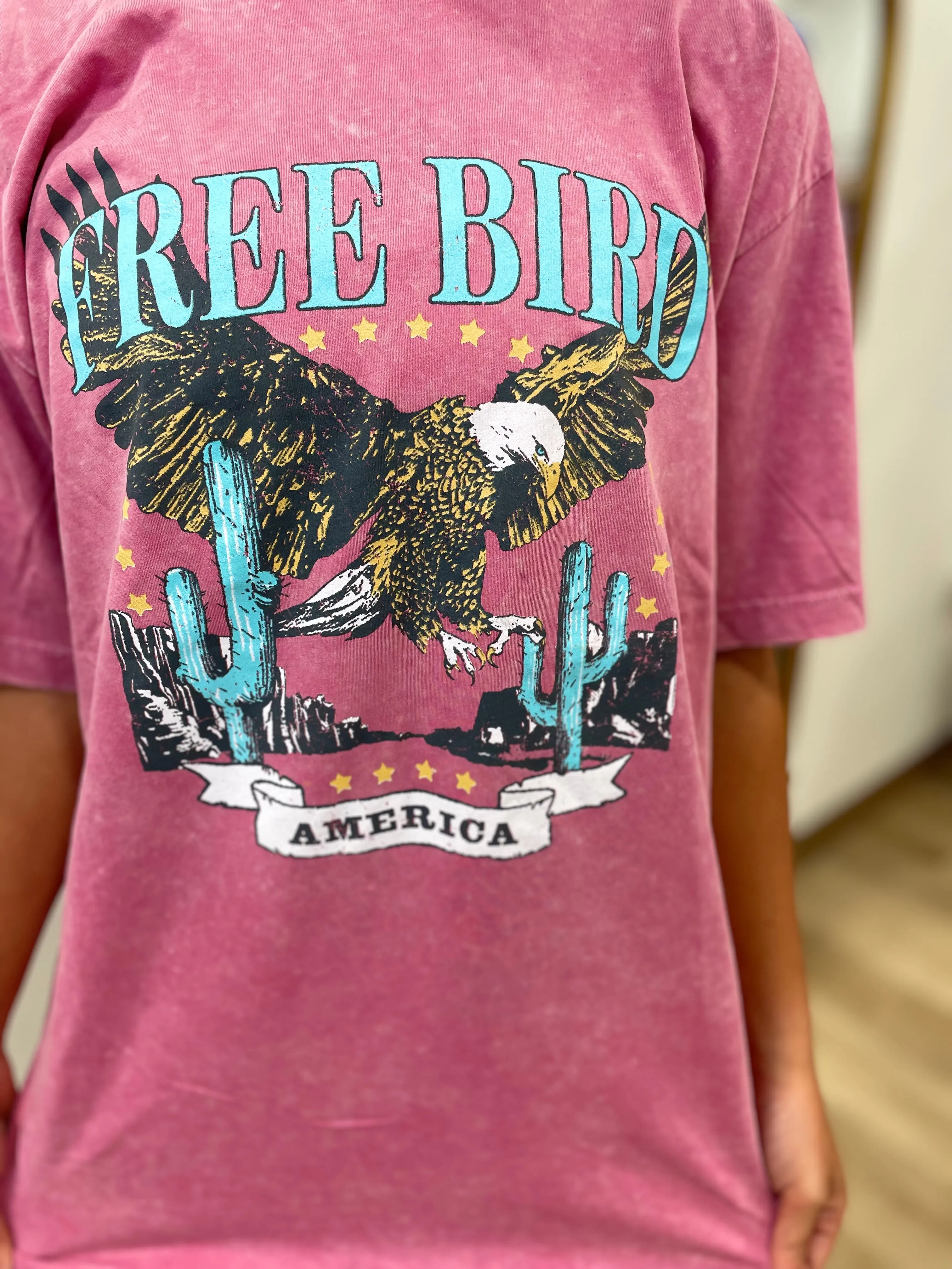 Free Bird America Graphic Tee Pink