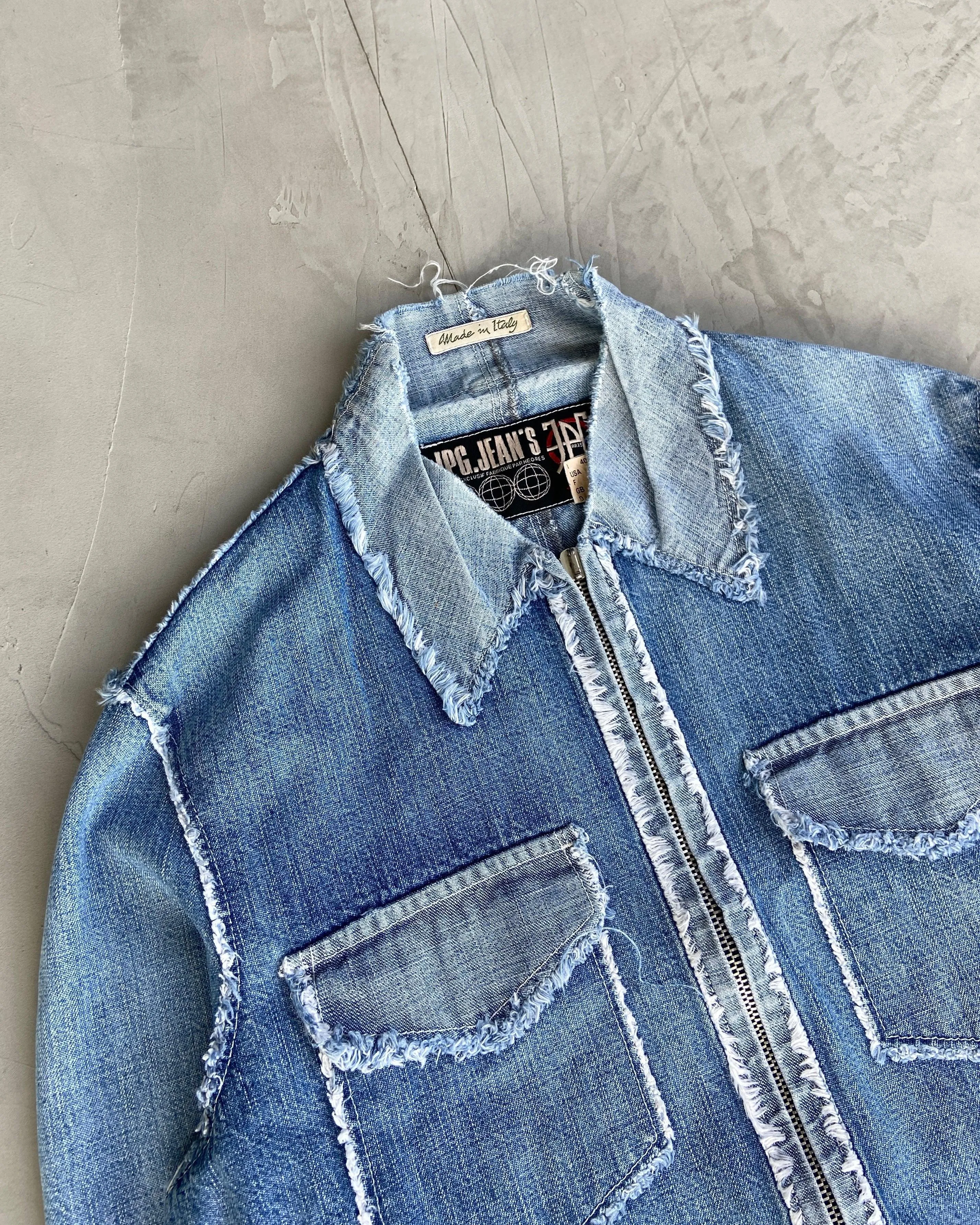 GAULTIER 'JPG JEAN'S' RAW HEM DENIM JACKET - M