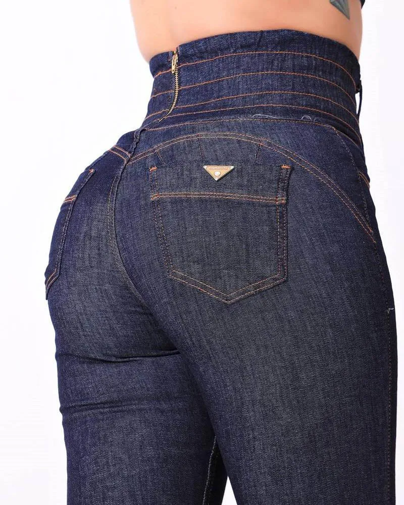 Hoch taillierte Stretch-Jeans