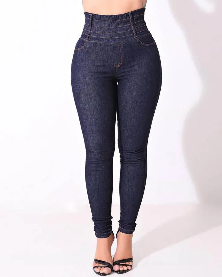 Hoch taillierte Stretch-Jeans