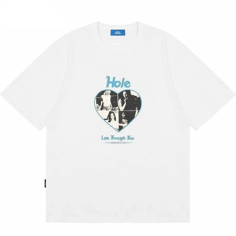 Hole cotton T-shirt