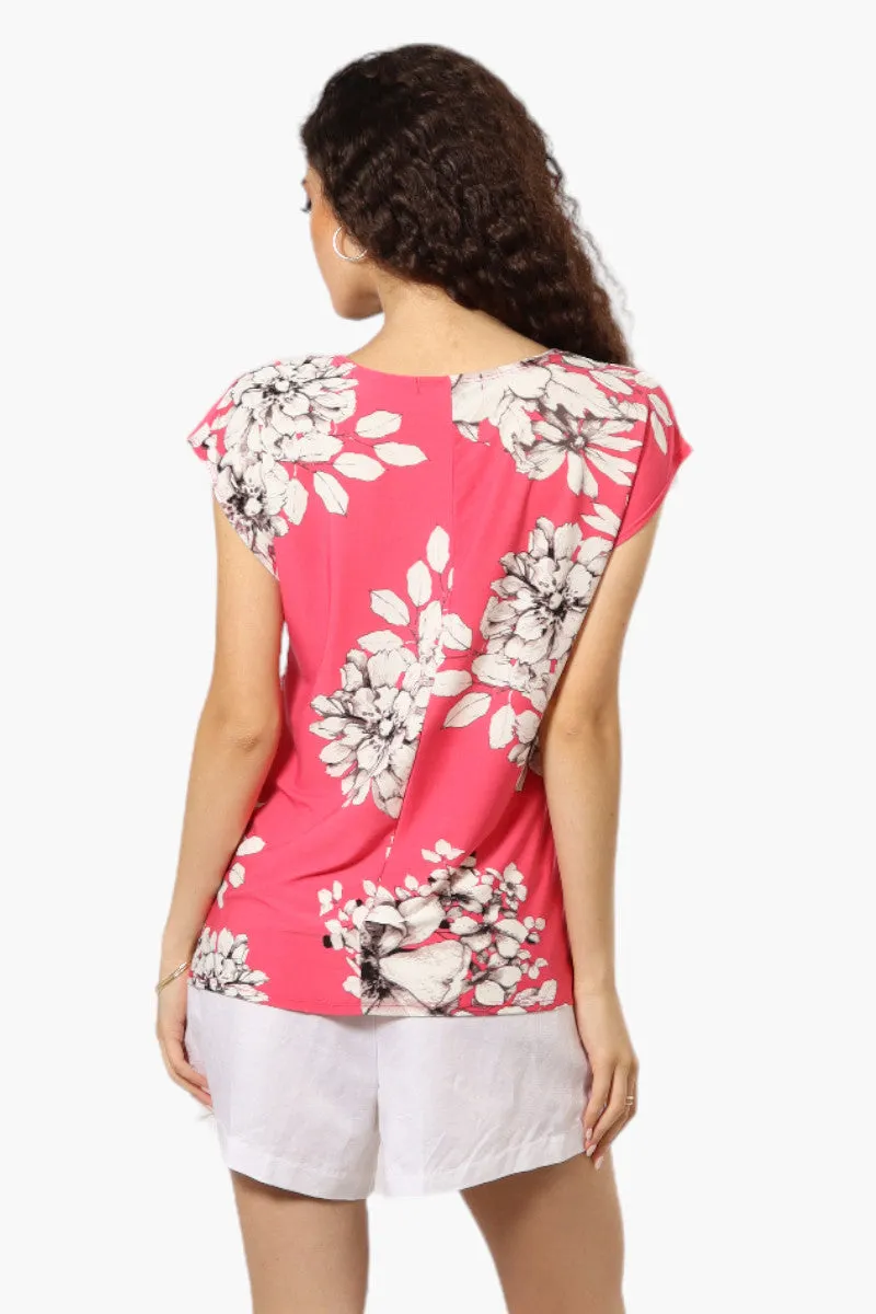 Impress Floral Cap Sleeve Tee - Pink