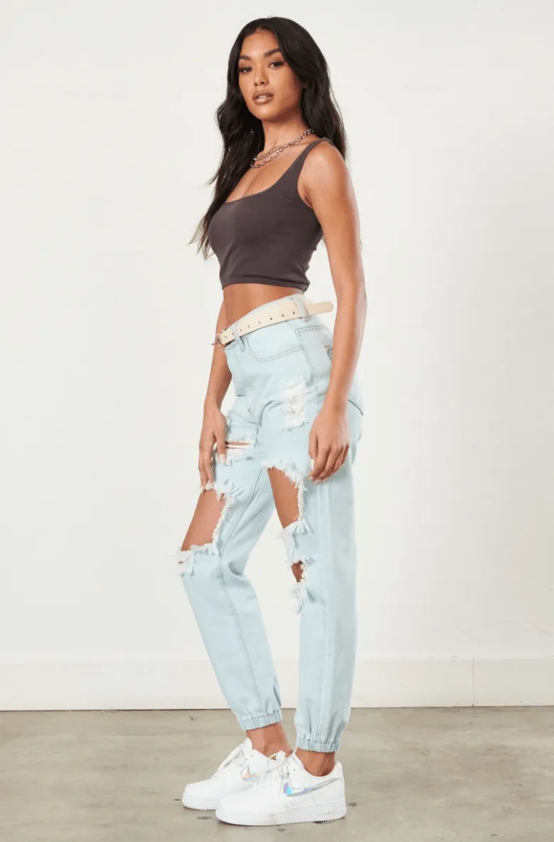 Jenna Distressed Jogger Jeans