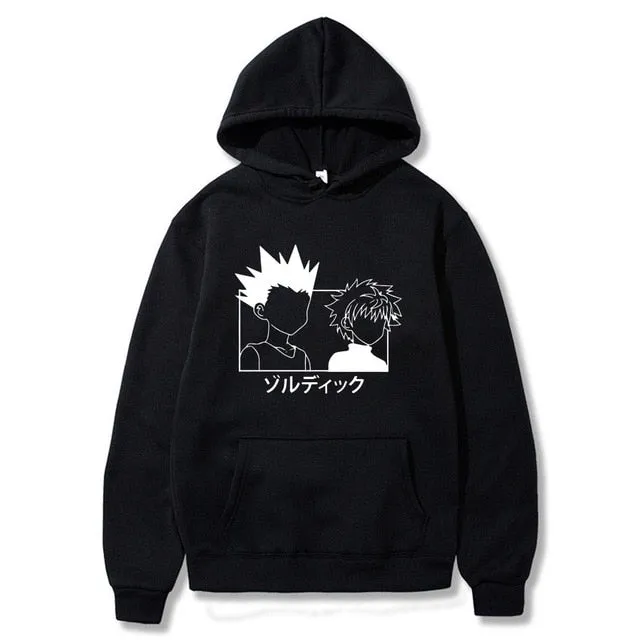 Kawaii Hunter X Hunter Hoodies Men Women Short Sleeve Sweatshirt Killua Zoldyck Anime Manga Black Hoodies Bluzy Tops Clothes