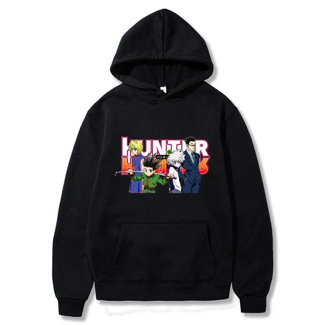 Kawaii Hunter X Hunter Hoodies Men Women Short Sleeve Sweatshirt Killua Zoldyck Anime Manga Black Hoodies Bluzy Tops Clothes