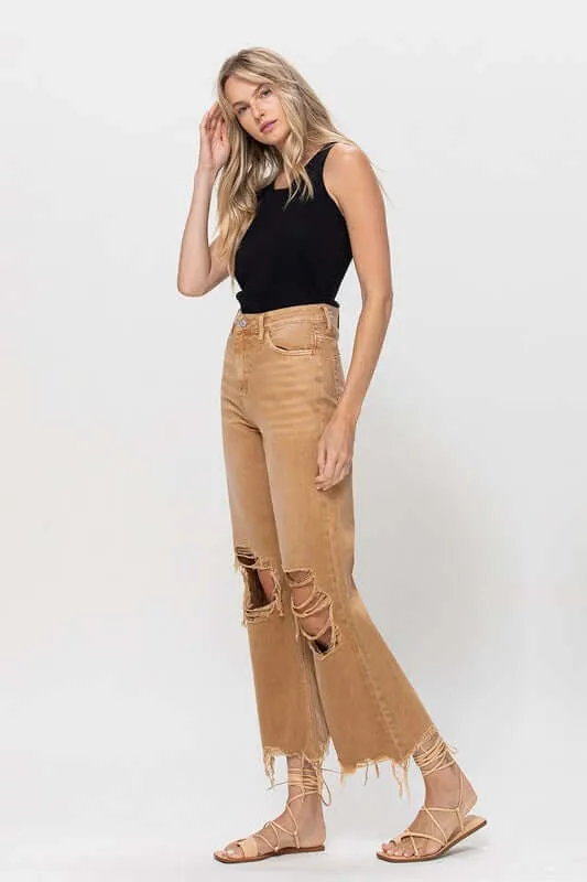 Kiss of California Brown 90's Vintage Crop Flare Jeans