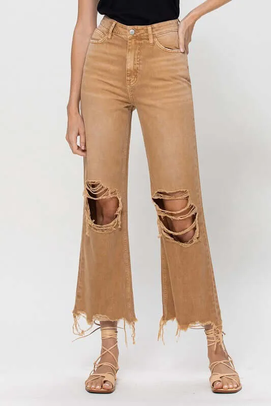 Kiss of California Brown 90's Vintage Crop Flare Jeans