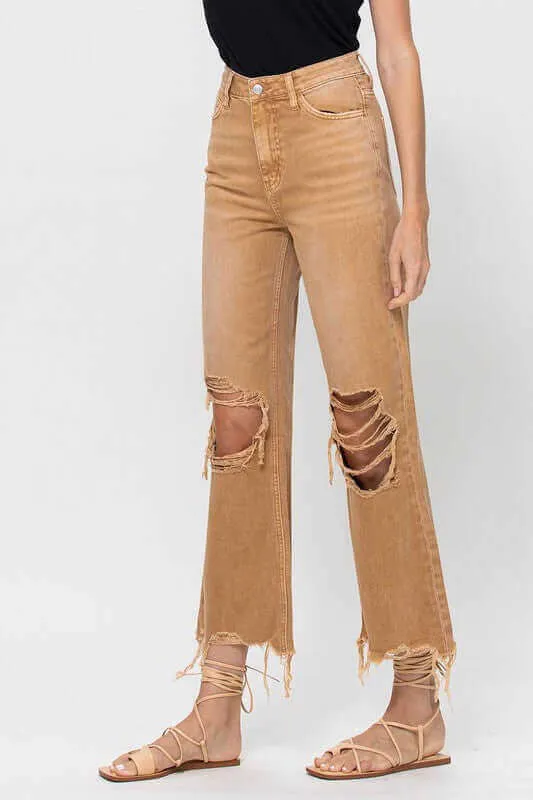 Kiss of California Brown 90's Vintage Crop Flare Jeans