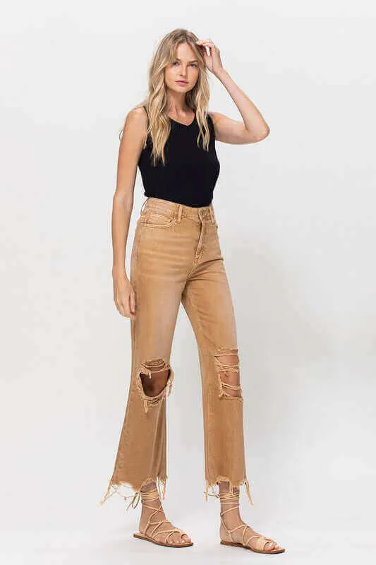 Kiss of California Brown 90's Vintage Crop Flare Jeans