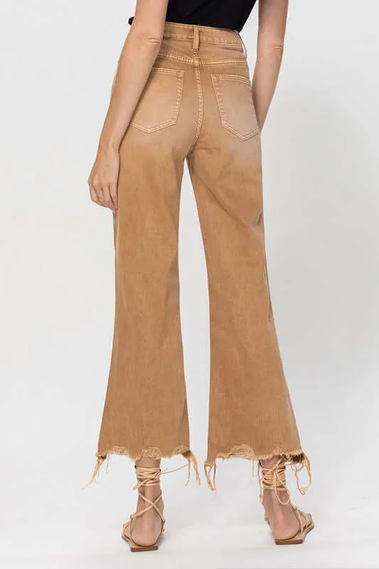 Kiss of California Brown 90's Vintage Crop Flare Jeans