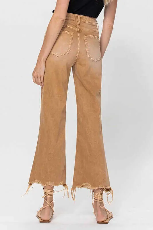 Kiss of California Brown 90's Vintage Crop Flare Jeans