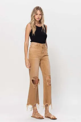 Kiss of California Brown 90's Vintage Crop Flare Jeans