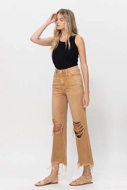 Kiss of California Brown 90's Vintage Crop Flare Jeans