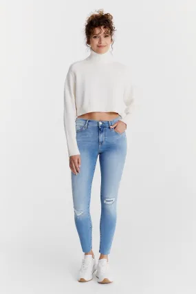 Lina - High Waist Skinny - Blue Destroyed