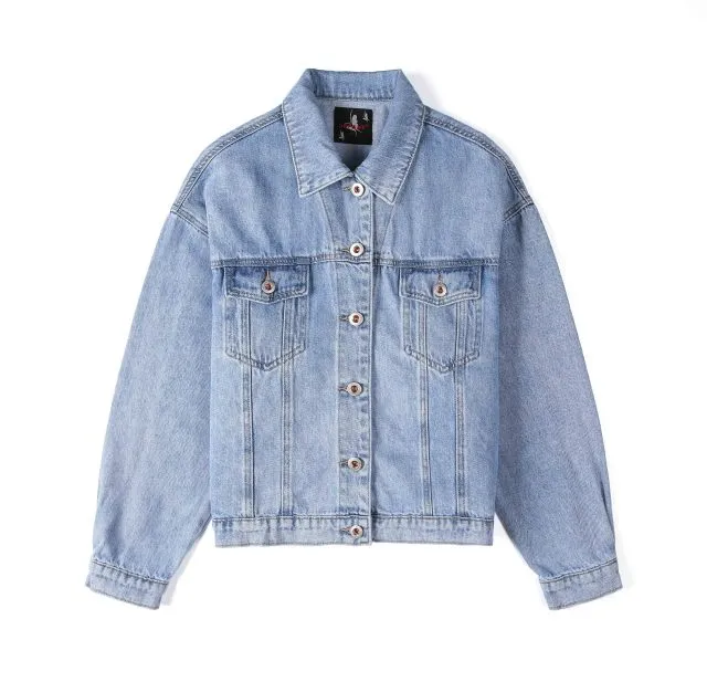 Long Jeans Jacket Women Short Denim Jacket Embroidery Oversized Denim