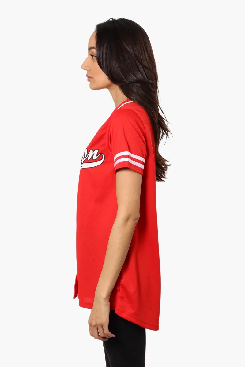 Mecca Brooklyn Printed Baseball Tee - Red