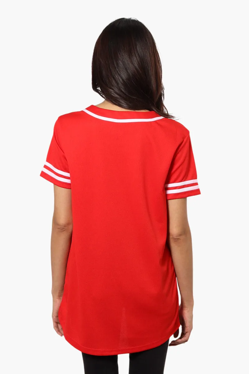 Mecca Brooklyn Printed Baseball Tee - Red