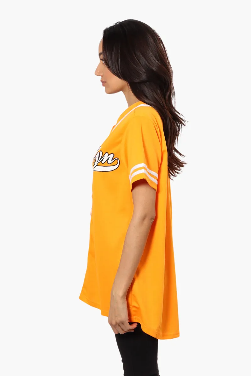 Mecca Brooklyn Printed Baseball Tee - Yellow