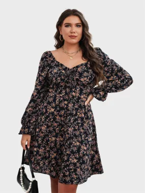 Midsize Sweetheart Neck Floral Midi Dress