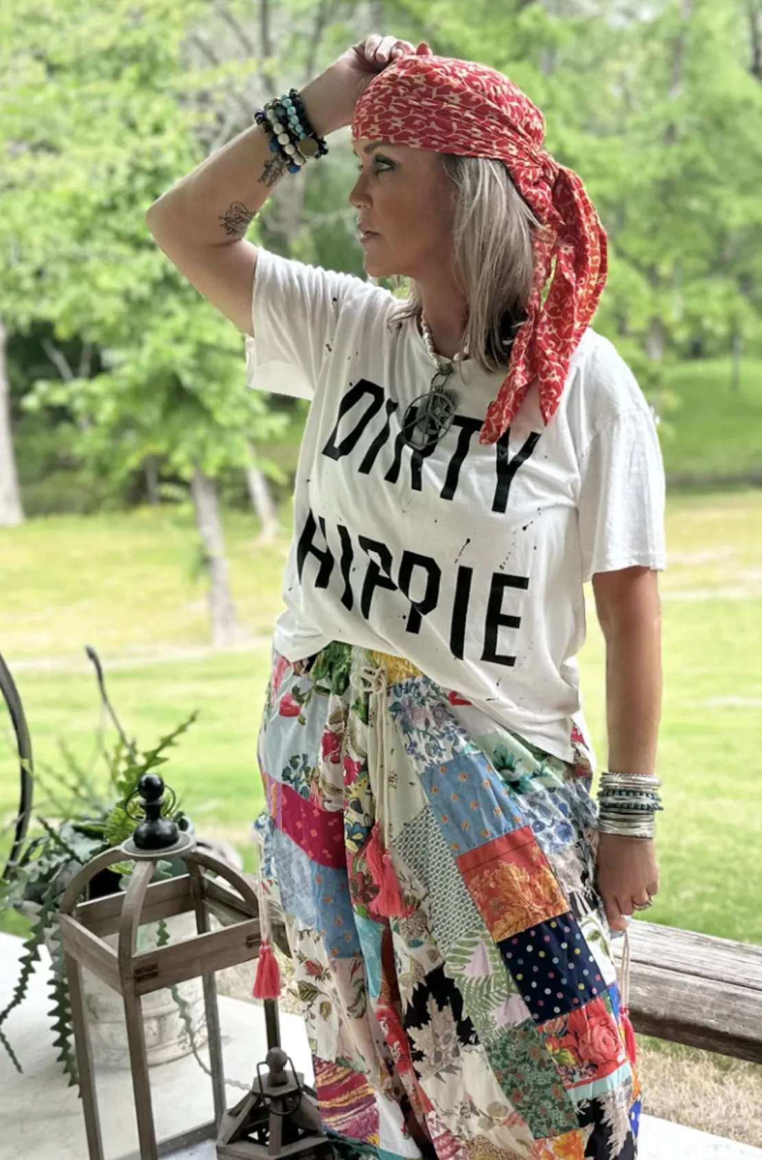 Moon Dance Tee Line- Dirty Hippie - White