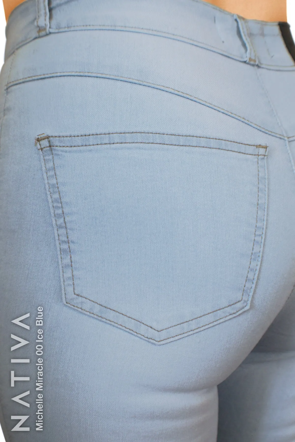 NATIVA, STRETCH JEANS. MICHELLE MIRACLE 00 ICE BLUE, High Shaping Capacity, Extreme Motion, Hi-Rise Super Skinny Jeans