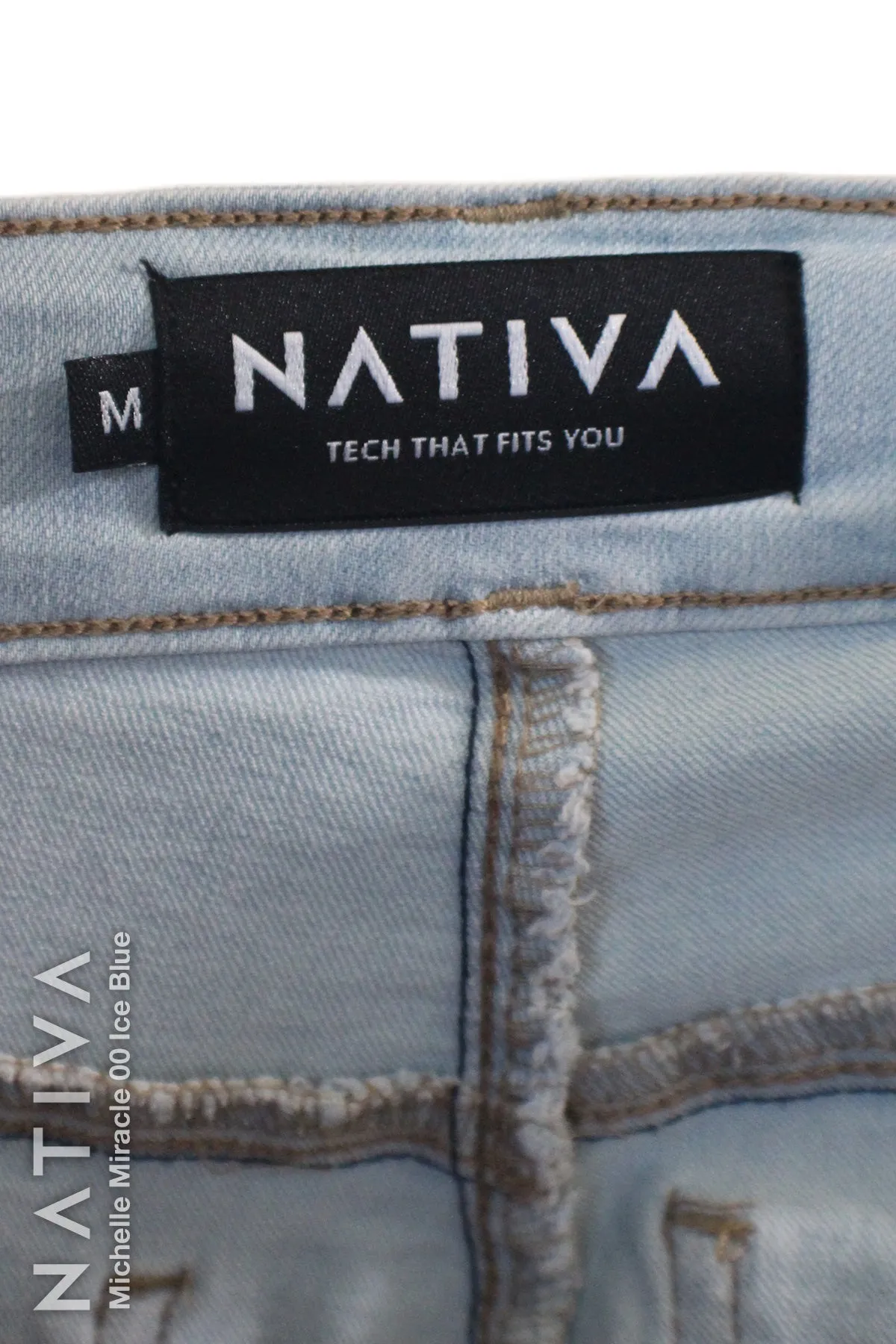 NATIVA, STRETCH JEANS. MICHELLE MIRACLE 00 ICE BLUE, High Shaping Capacity, Extreme Motion, Hi-Rise Super Skinny Jeans