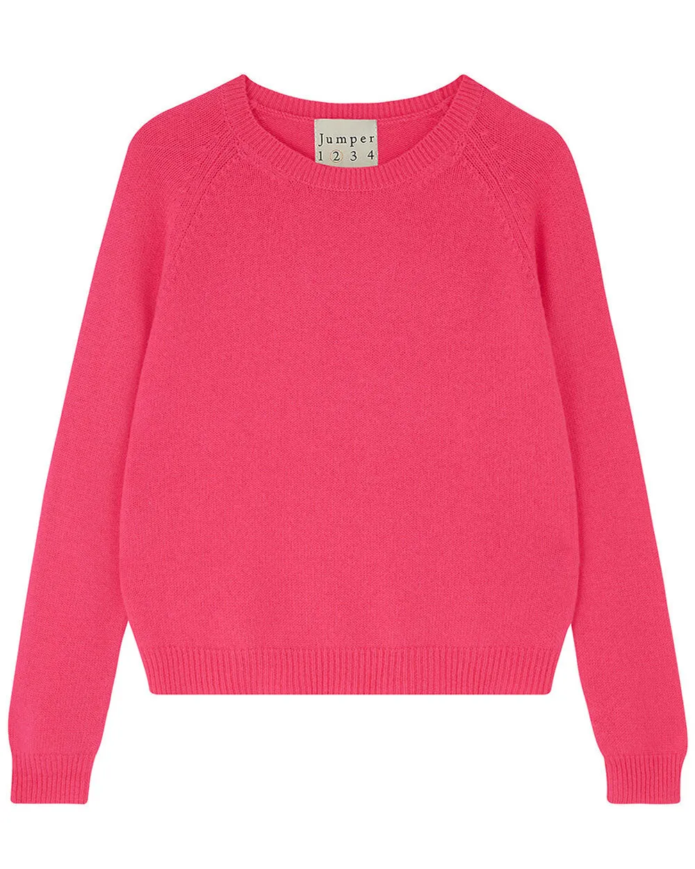 Neon Pink Cropped Crew Neck Sweater