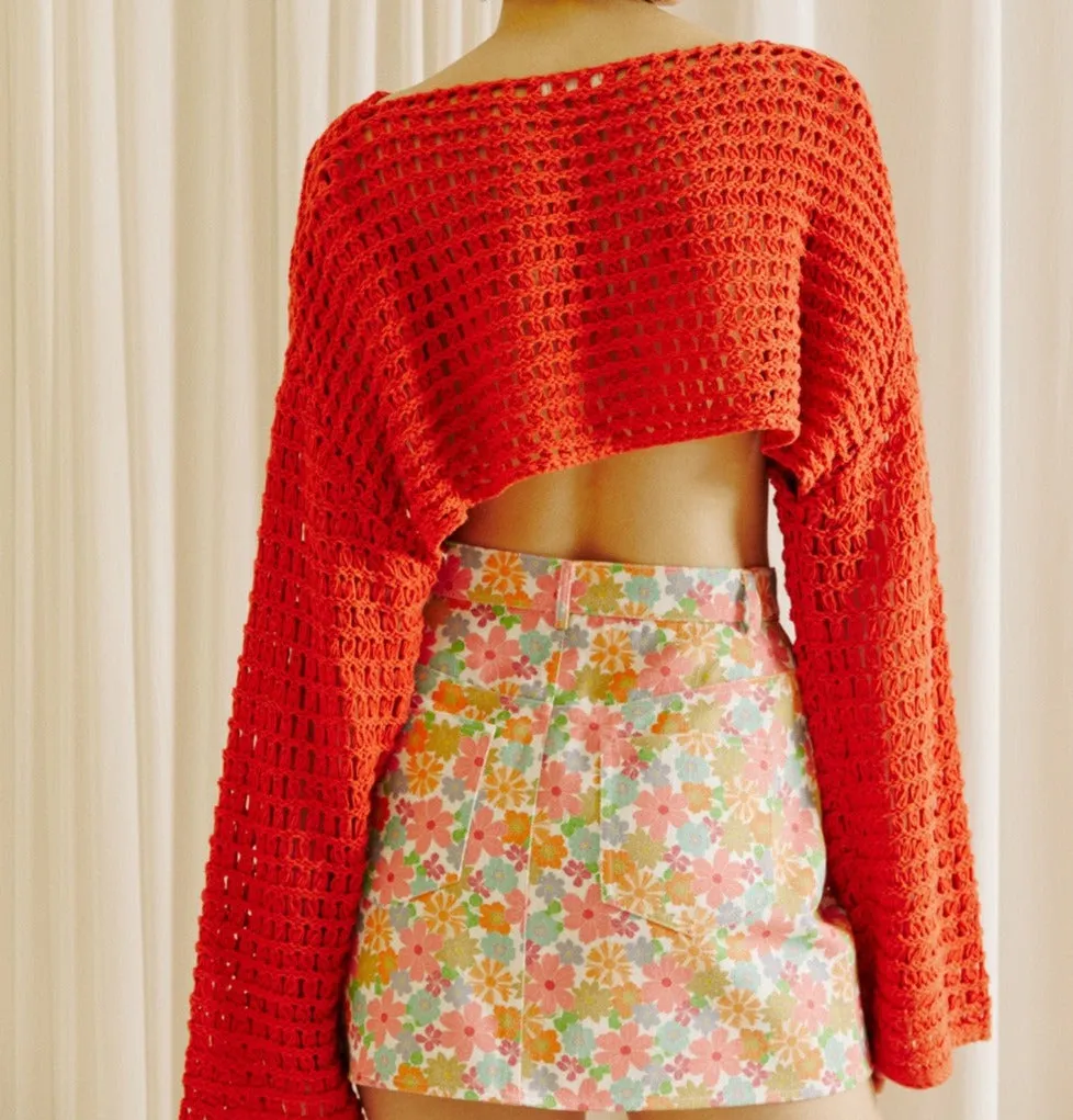 OPEN KNIT CROPPED SWEATER