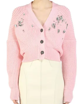 Pink Embellished Knit Cardigan