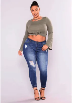 Plus Size  Distressed Jeans